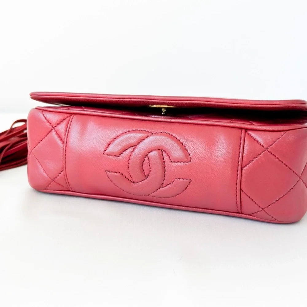 Vintage Chanel Burgundy Quilted Flap Tassel Bag - Picture 5 of 16